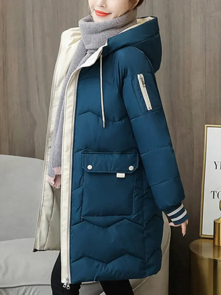 Winter Women Jacket Coats Long Parkas Female Down Cotton Hooded Overcoat Thick Warm Jackets Windproof Casual Student Coat Parka